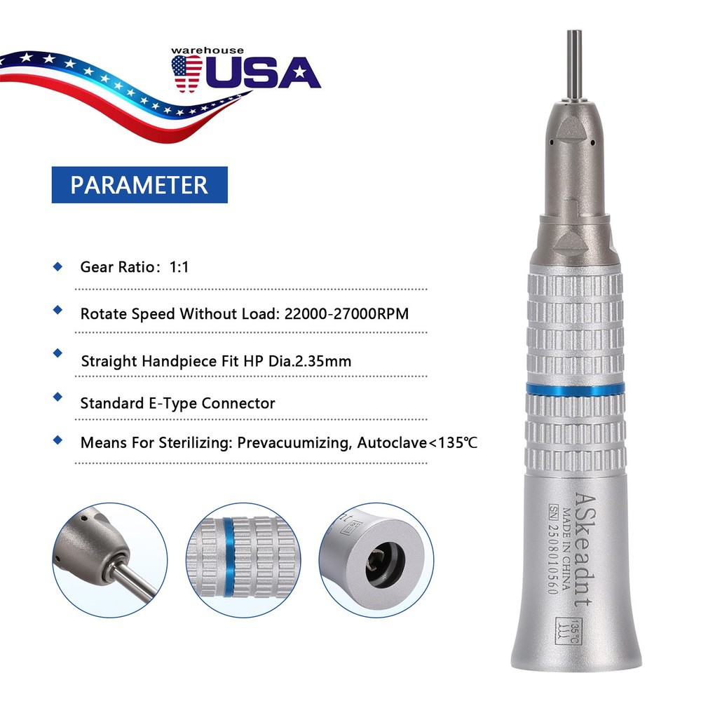 Low Speed handpiece Straight Nose Cone 1:1 Direct Drive YP UPS Dental