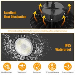 22500 Lumens 150W UFO LED High Bay Light Commercial Gym Work Lamp Dimmable 5000K