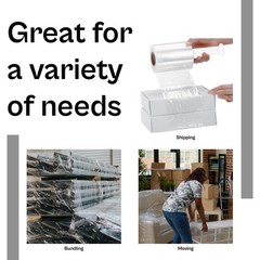 Cast Narrow Banding Stretch Wrap 3″x1000′ 63 Gauge 18 Rolls Black Shrink Film