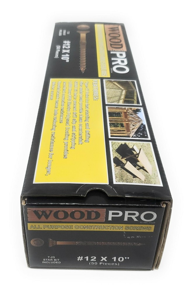 12 x 10″ Flat Head Construction Wood Screw (Box of 50)