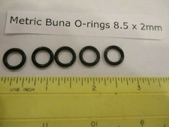 8.5mm ID x 12.5mm OD x 2mm thick O-ring. Buna-70. Quan 5.