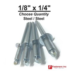 POP Rivets ALL Steel 4-4 1/8″ x 1/4″ Grip Range Zinc Plated (Choose Quantity)