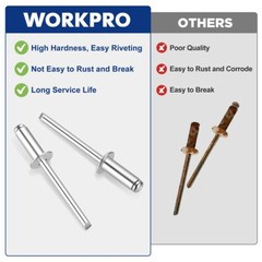 WORKPRO 200PC Aluminum Blind Rivet 3/16″x1/2″ Pop Rivet Assortment Steel Mandrel