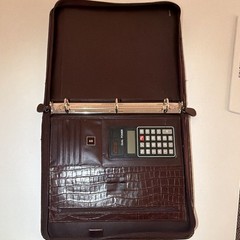 Vintage Brown Leather Croc Embossed Zipper 3-Ring Binder 1in Dual Power