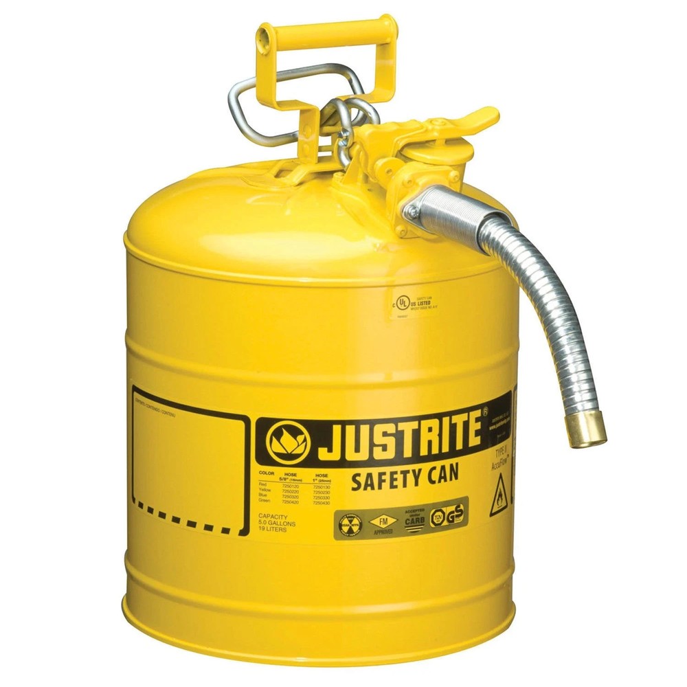 Justrite 7250230 Safety Can Type II Accuflow8482; 5 Gallon Galvanized Steel W/