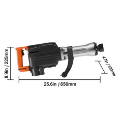 VEVOR Demolition Jack Hammer Concrete Breaker 2200W Hammer 6 Chisel Bits Black