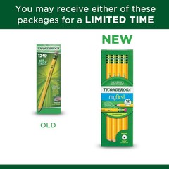 Ticonderoga My First Wood-Cased Pencils, 1 Count (Pack of 12), Yellow