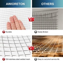 AWIORETON 1/4″ Hardware Cloth – 304 Stainless Steel Wire 12 x 24 Inch, silver