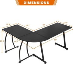 58″ L-Shaped Computer Desk Gameing Corner Desk PC Laptop Table Workstation Home