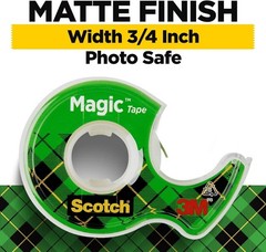 Scotch Invisible Matte Finish Magic Tape with Dispensers 3/4 Inches x 300 Inches