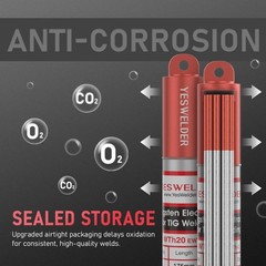 TIG Welding Tungsten Electrode Red Tip 1/8″ x 7″ Red, WT20/EWTh-2 10-pk