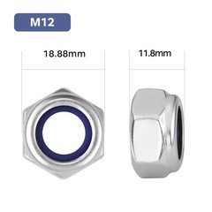 10Pcs M12-1.75 Lock Nuts, Nylon Insert Locknuts 304 Stainless Steel 18-8 SS A…
