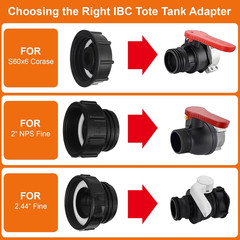 275-330 Gallon IBC Tote Hose Adapter with Long Red Handle, 3-Size IBC Tote Adapt
