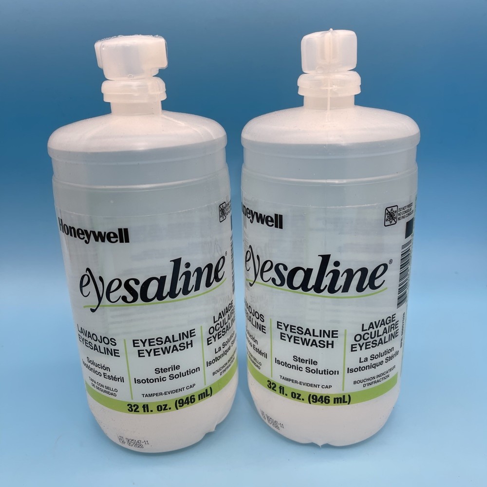 2 Pack Honeywell Eyesaline Eyewash Saline Solution Bottle Refill 32oz Each New