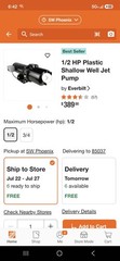 Everbilt Shallow Well Jet Pump 1/2 HP, Thermoplastic, 11.5 GPM HDSWJ50