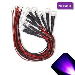 20 x Pre Wired 12v 10mm UV Purple LEDs Prewired 12 volt LED 11v 13v 14v 15v Fish