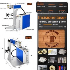 🔥VEVOR 20W 30W 50W Raycus Fiber Laser Metal Marking Machine Rotary Axis