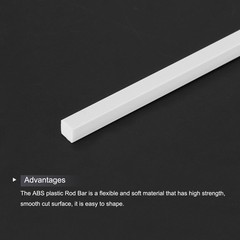 10Pcs ABS Plastic Rod Square Solid Bar 1/4″ x 10″ White Smooth Plastic Tube Rod