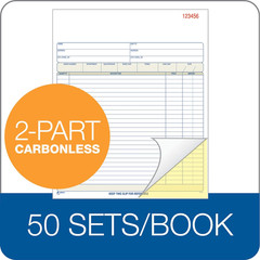 Order Book, 2-Part, Carbonless, White/Canary, 8-3/8 X 10-11/16 Inches, 50 Sets