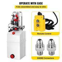 VEVOR Double Acting Hydraulic Pump for Dump Trailers Kit 12VDC 6 Quart Reservoir