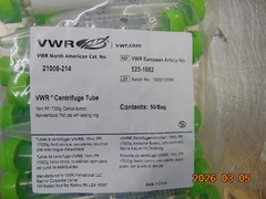 VWR 21008-214 15 mL Centrifuge Tubes Conical Bottom 50