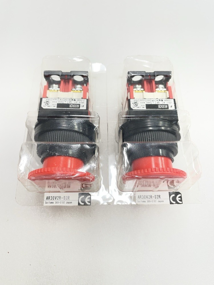 (2 Pcs) New Fuji Electric AR30V2R-02R Emergency Stop Pushbutton 2NC 30mm