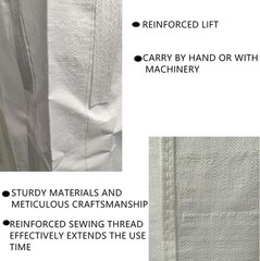 FIBC Bulk Bags, 35x35x43 inches, 2200 lbs Capacity, White, Pack of 10, Heavy Dut