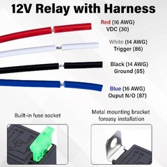 3 PCS 4-Pin 12V Fuse Relay Switch Harness Set, 12V Relay with Harness, 30A SPST