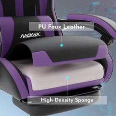 Computer Chair with Footrest and Lumbar Support Height Adjustable Gaming Chair