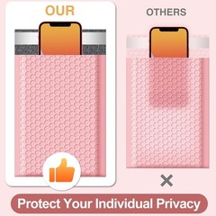Durable 4×8 Bubble Mailers in Light Pink – 50 Pcs of Reliable Shipping Envelopes