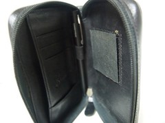 Vintage FRANKLIN COVEY Black Genuine Leather Compact full zip folder
