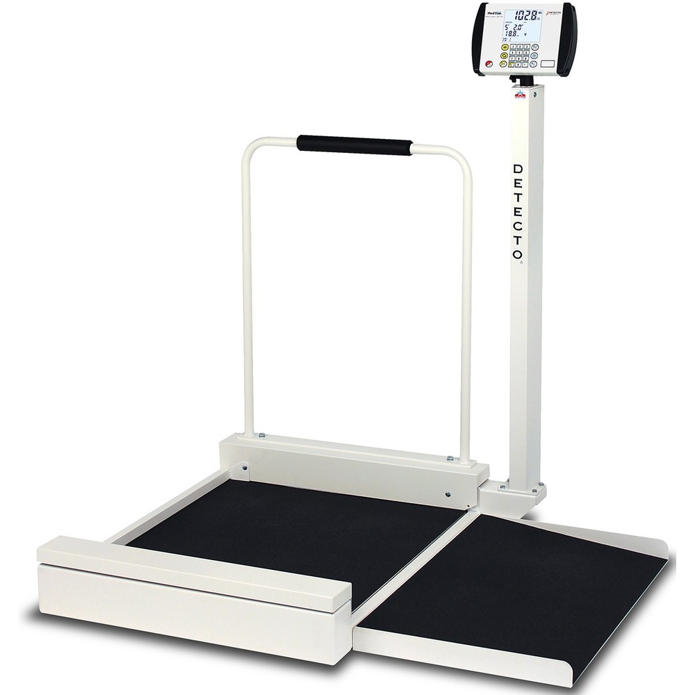 Detecto 6495 Stationary Digital Wheelchair Scale Handrail 800lb x 0.2lb BMI WiFi