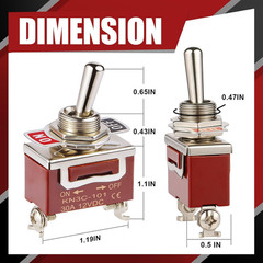 Waterproof Toggle Switch, Durable 12V 30A SPST 2Pin On/Off Heavy Duty Waterproof