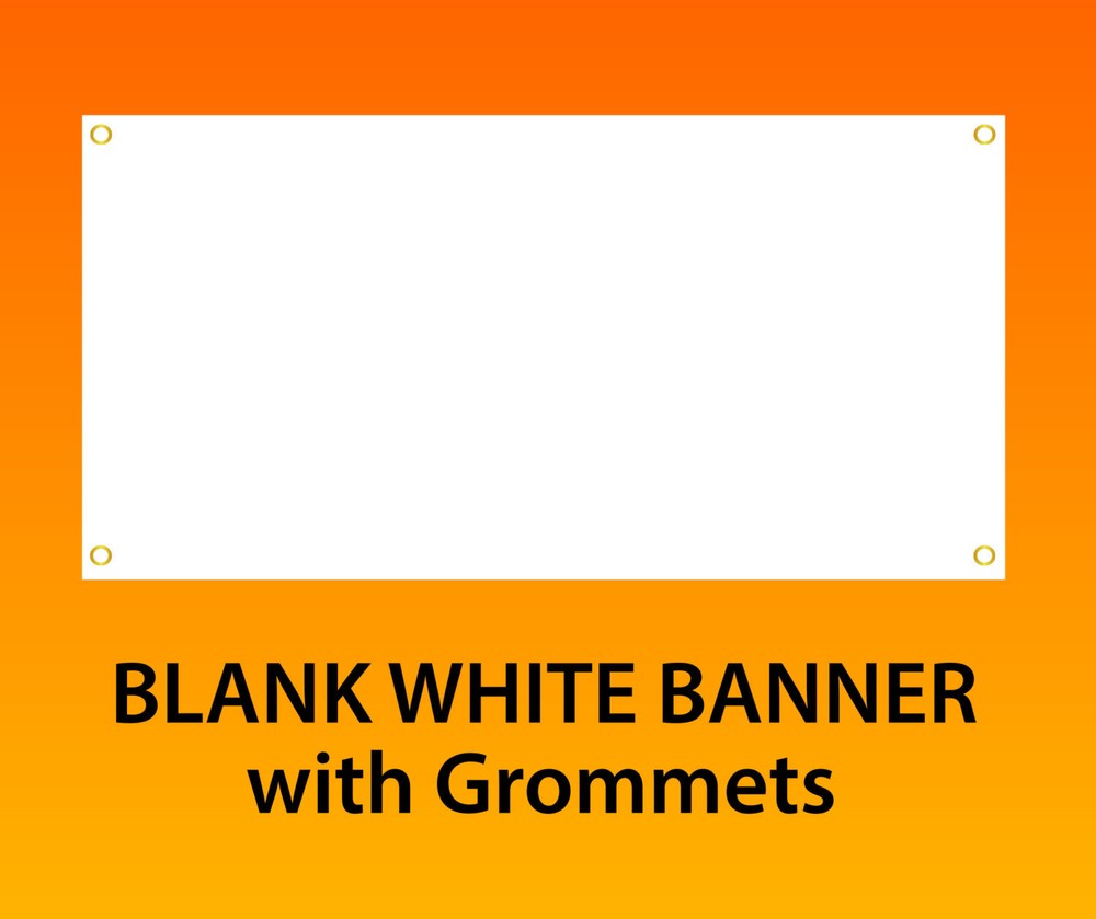 3×8 White Blank Vinyl Banner, 13oz, Hems 4 side,Grommets, Ready to Hang