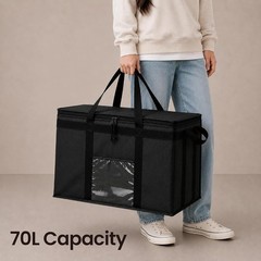 Durable Insulated Bag for Food Delivery, Reusable Cooler with Slip Pocket
