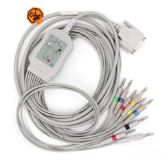 Fit For Edan 12-lead ECG EKG Cable 15Pin Banana 4.0 Fit For SE-3 Medical TPU 3M