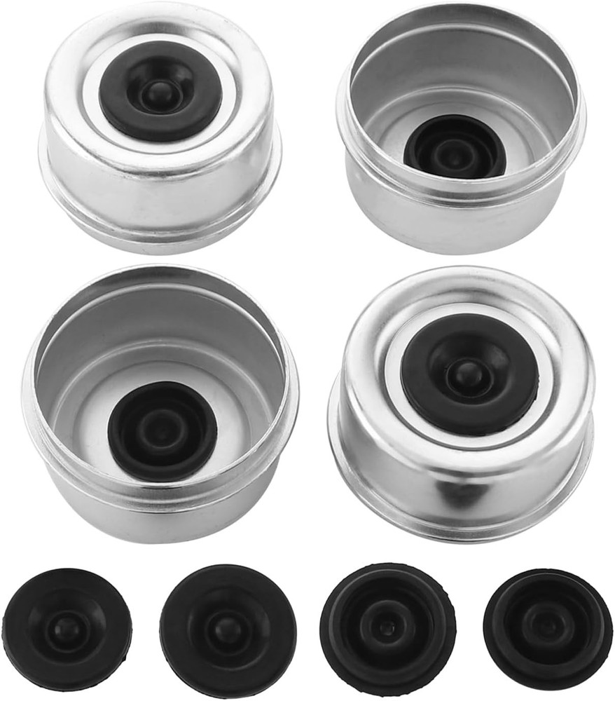 4 PCS 2.72” Trailer Hub Dust Cap Axle Grease Cap with 8 Rubber 2.72 in/ 69 mm
