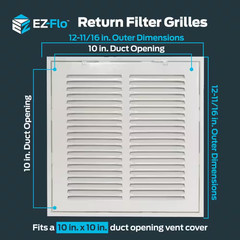 10 In. X 10 In. Steel Return Filter Grille Free Ship NEW