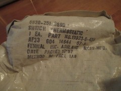 Fenwal 17323-6 Thermoswitch -100F to 600F 120/240VAC 5A/10A – New IN SEALED BAG