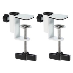 2Pcs 0.49″ Hole Dia. Universal C-Clamp Desk Clamp for Table Lamp Mic Arm White