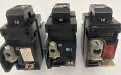 Lot of 3 Pushmatic Circuit Breakers 30A P230, 40A P240 & 60A P260 2 Pole