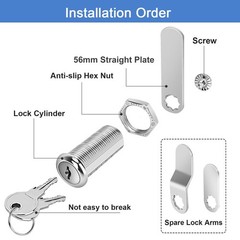 Cylinnda Cabinet Locks, 1-1/2″ Long Cam Locks Keyed Alike, 1-1/2 Inch, 4 pack