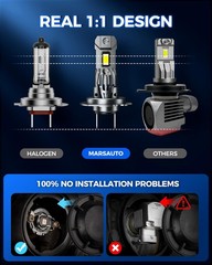Marsauto H7 Driving Lights 48000Lm High Bright 6000K Cool White H7 Light Bulbs
