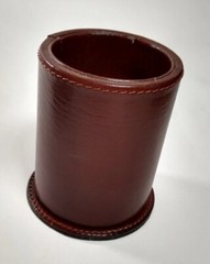 Desk Set 3 Piece ? FAUX LEATHER brown pen note pencil business card holders READ