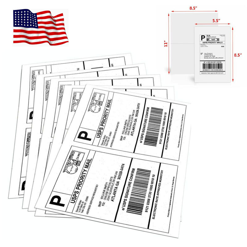200 Half Sheet Shipping Mail Labels 8.5×5.5 Self Adhesive For Laser printer