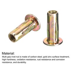 25sets 5/16-18 Multi-Grip Rivet Nuts Pre-Bulbed Shank Insert Nut Gold Zinc