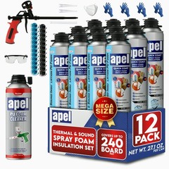 Apel Spray Foam Insulation Kit (12 x 32.80 oz./240 Bd ft) Heat and Acoustic Insu