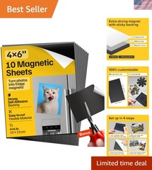 10 Extra-Strong Self-Adhesive Magnetic Sheets – Ideal for Teachers and Crafters
