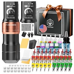 Poseidon Tattoo Gun Kit Wireless Machine 7 Strokes Length with 2pcs…