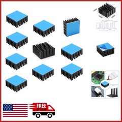 Aluminum Heatsink 20mm x 20mm Kit with Adhesive Tape for Electronics Cooling